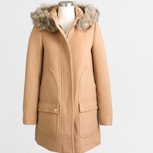 ✨J.Crew Coat with faux fur hood!